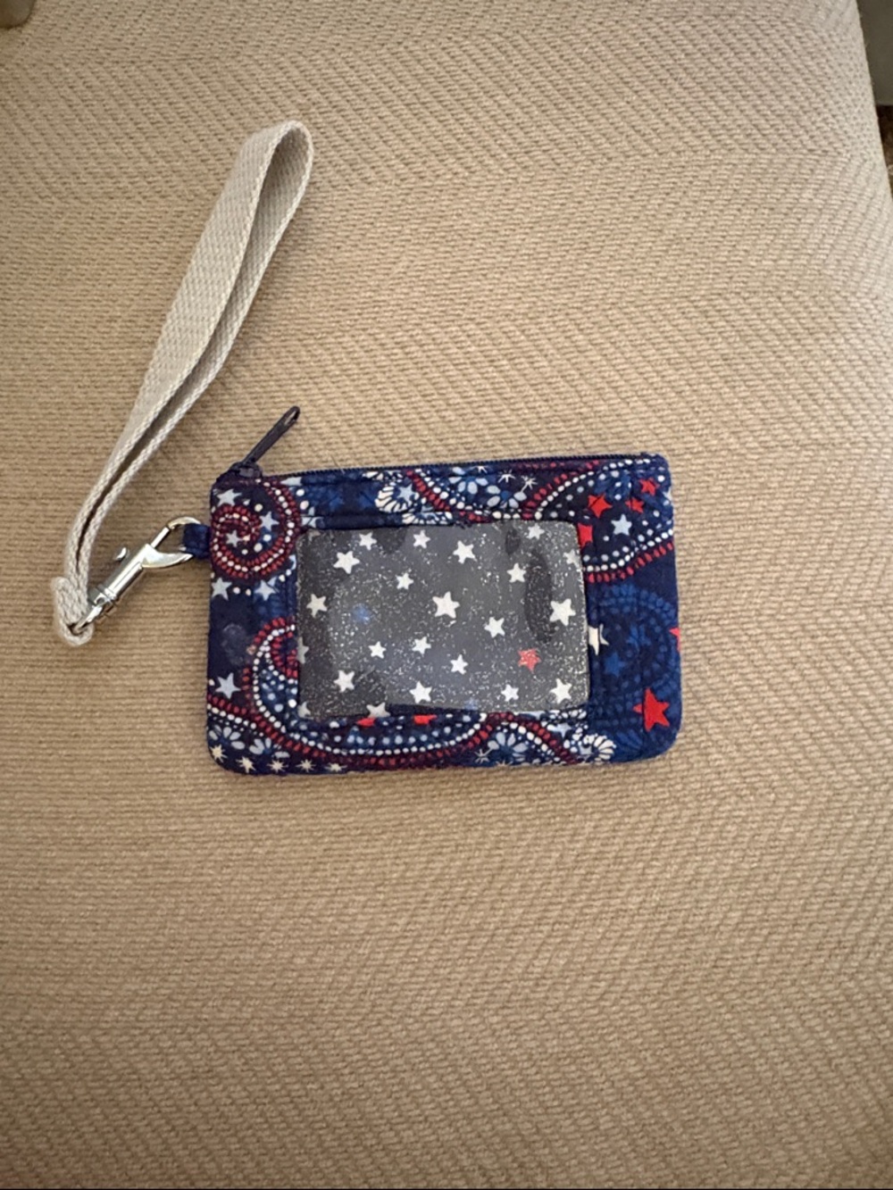 Vera Bradley Quilted Navy Star Wristlet ID Wallet